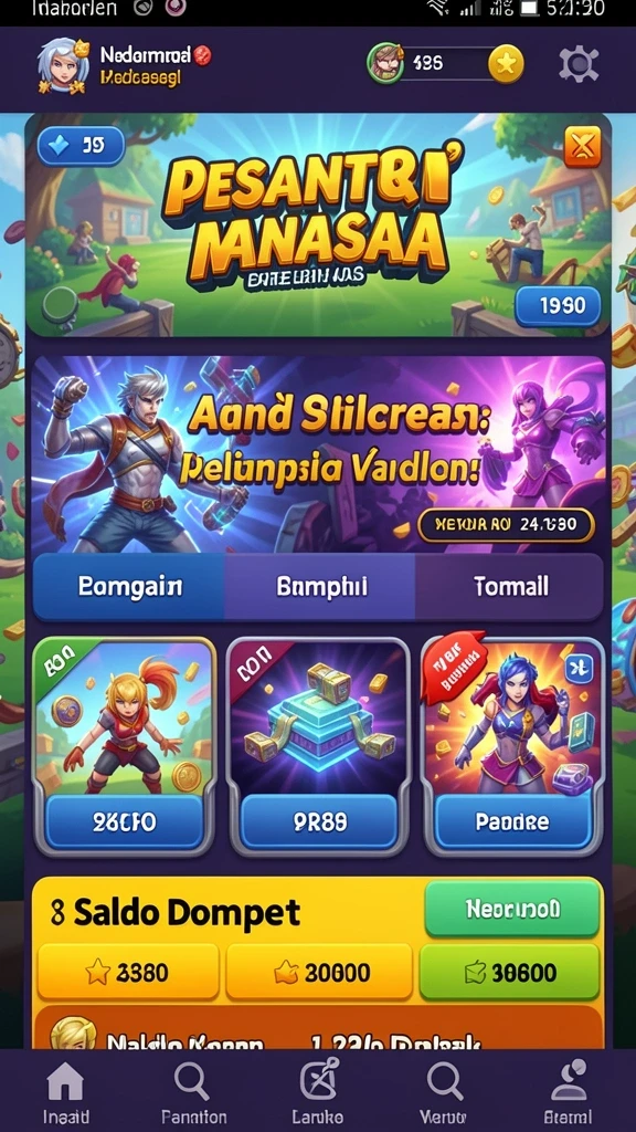 Screenshot menampilkan antarmuka permainan yang menarik dan mudah diakses.