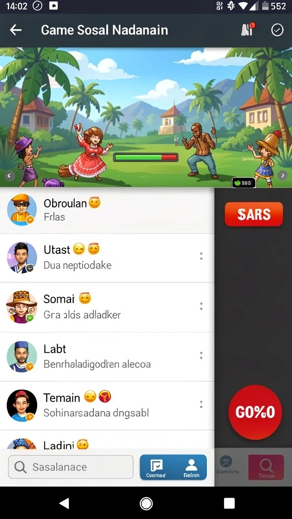 Fitur live chat untuk berinteraksi dengan pemain lain.