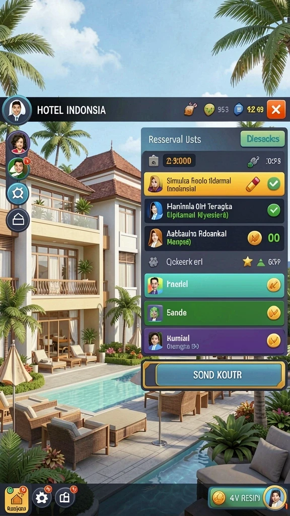 Menu permainan yang lengkap dan mudah diakses.