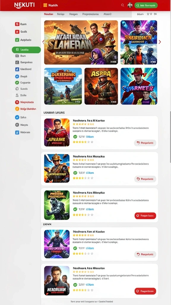 Screenshot menunjukkan berbagai pilihan permainan taruhan yang tersedia.
