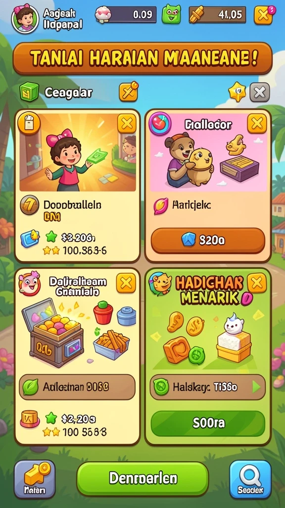 Menu permainan yang beragam dan menghibur.